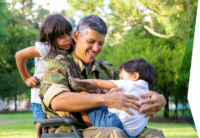 Dad in wheelchair with his two kids